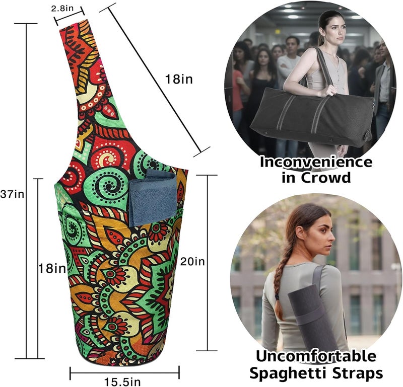 saniwu Yoga Mat Bag Carrier for Women with Side Large Pocket Durable Linen Workout Gym Travel Storage Pilates Mats - Image 2